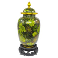 Antique Chinese Gilt Cloisonné Enamel Covered Jar Floral Republic ROC Early 20c