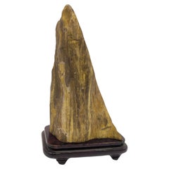 Chinese Petrified Wood Scholar’s Rock on Fitted Wood Stand, 20th Century