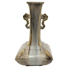 Chinese Shiwan Streak-Glazed Stoneware Vase, GZ Peoples Fine Arts Society Mark