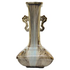 Chinese Shiwan Streak-Glazed Stoneware Vase, GZ Peoples Fine Arts Society Mark