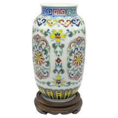 Antique Chinese Doucai Porcelain Vase Qianlong Mark Republic Period Early 20c