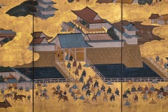 A pair of Rakuchū Rakugai-zu folding screens depicting views of Kyoto