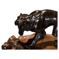 A Patinated Bronze Sculpture Depicting A Tiger, Signed Maruki Sei