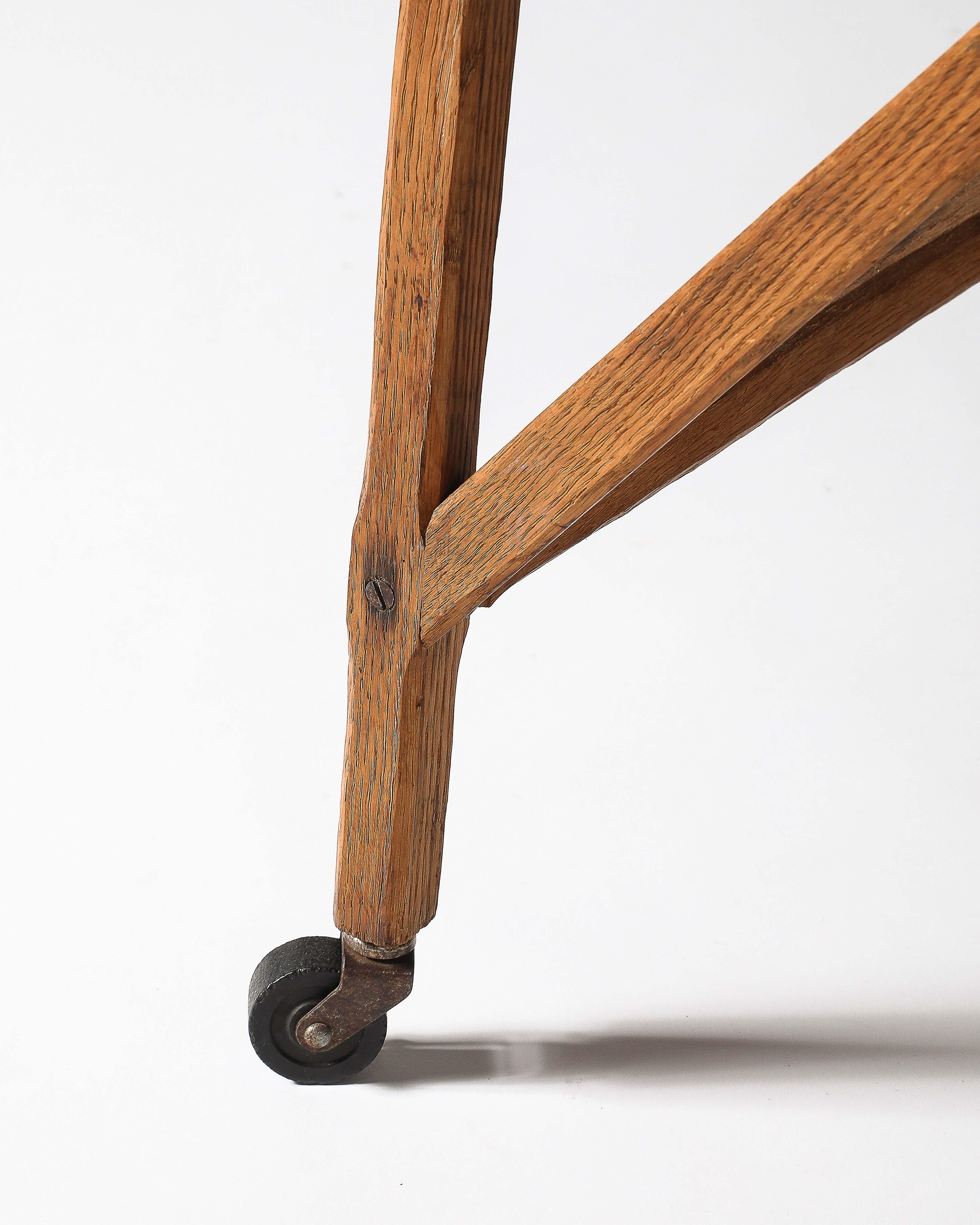 Oak Table Base with Casters, United States, c. 1950 For Sale 13