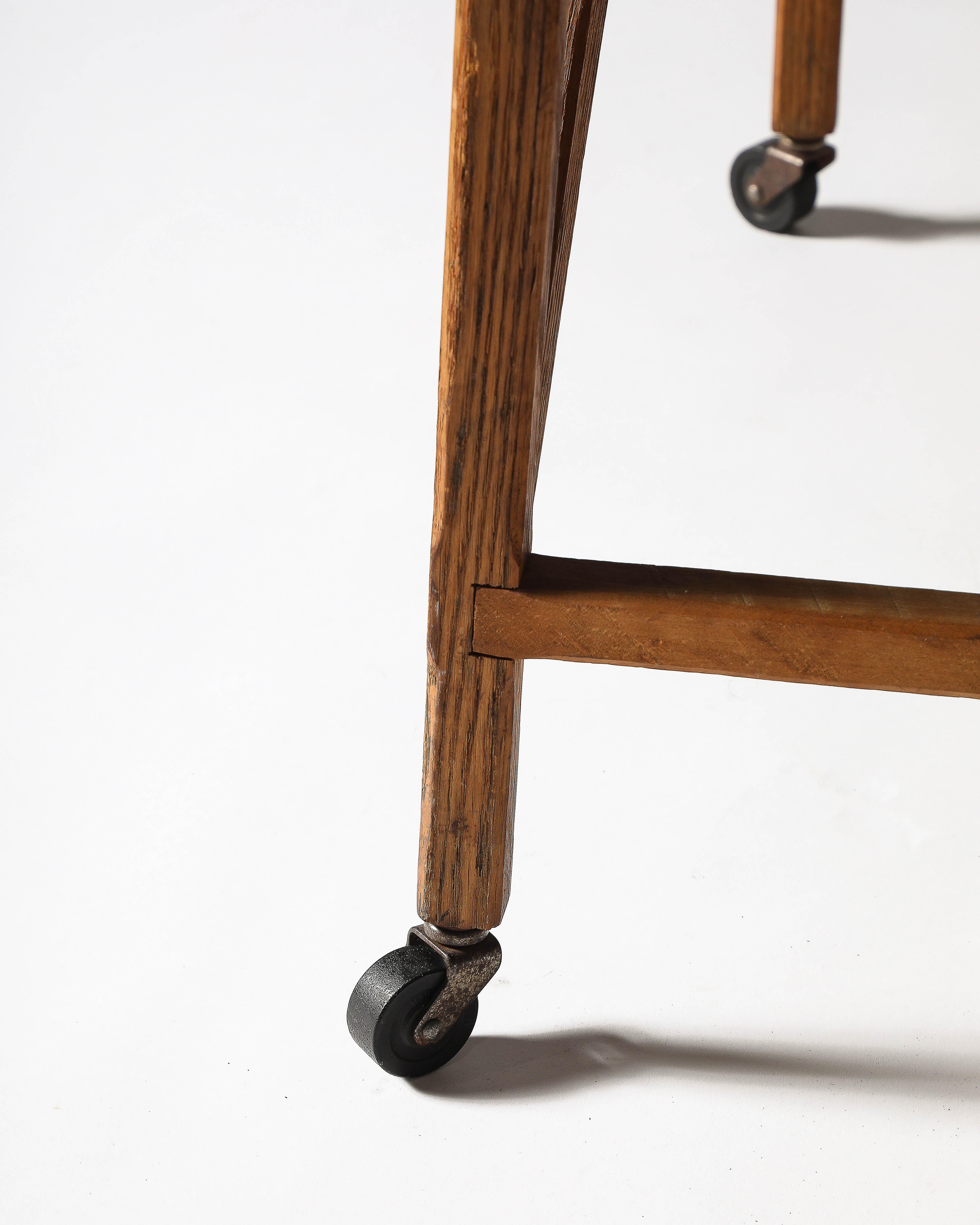 Oak Table Base with Casters, United States, c. 1950 For Sale 14