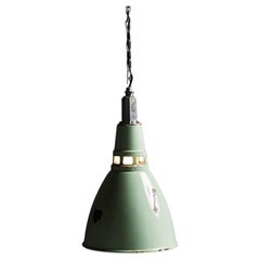 Teal Enameled Aluminum Industrial Pendant Light by Thorlux, England, c. 1950