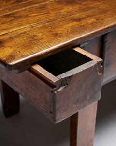Rustic European Walnut Console with Drawers, France, 19th C