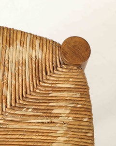 Rush and Elm Stool by Charlotte Perriand, France, c. 1950