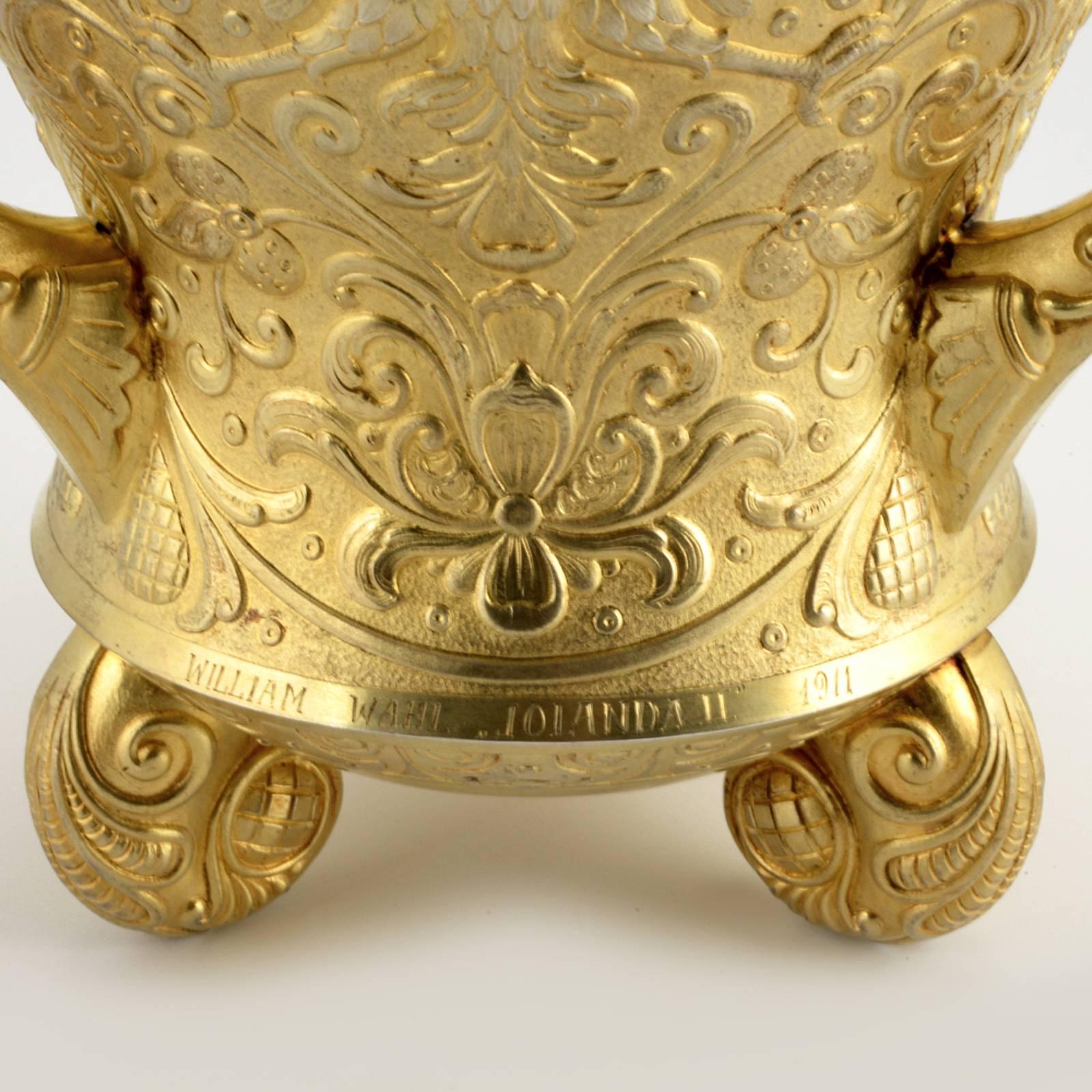 19th Century Russian Imperial Gem-Set Gilded Silver Trophy Cup by Ovchinnikov In Excellent Condition In Redmond, WA