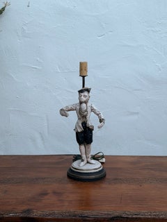 Chinoiserie Singerie Monkey Table Lamp in Cream, Black and Gilt