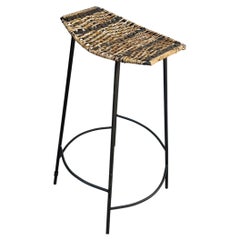 Arthur Umanoff Wicker & Iron Bar Stools – Authentic MCM Sculptural ( Set of 3 )