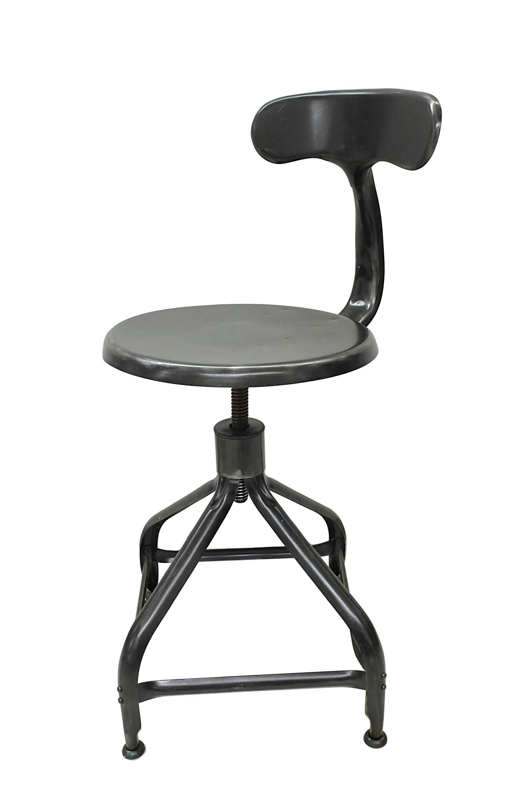 French Industrial Working Adjustable Chair ' Nicole', Six Available, France, 1945