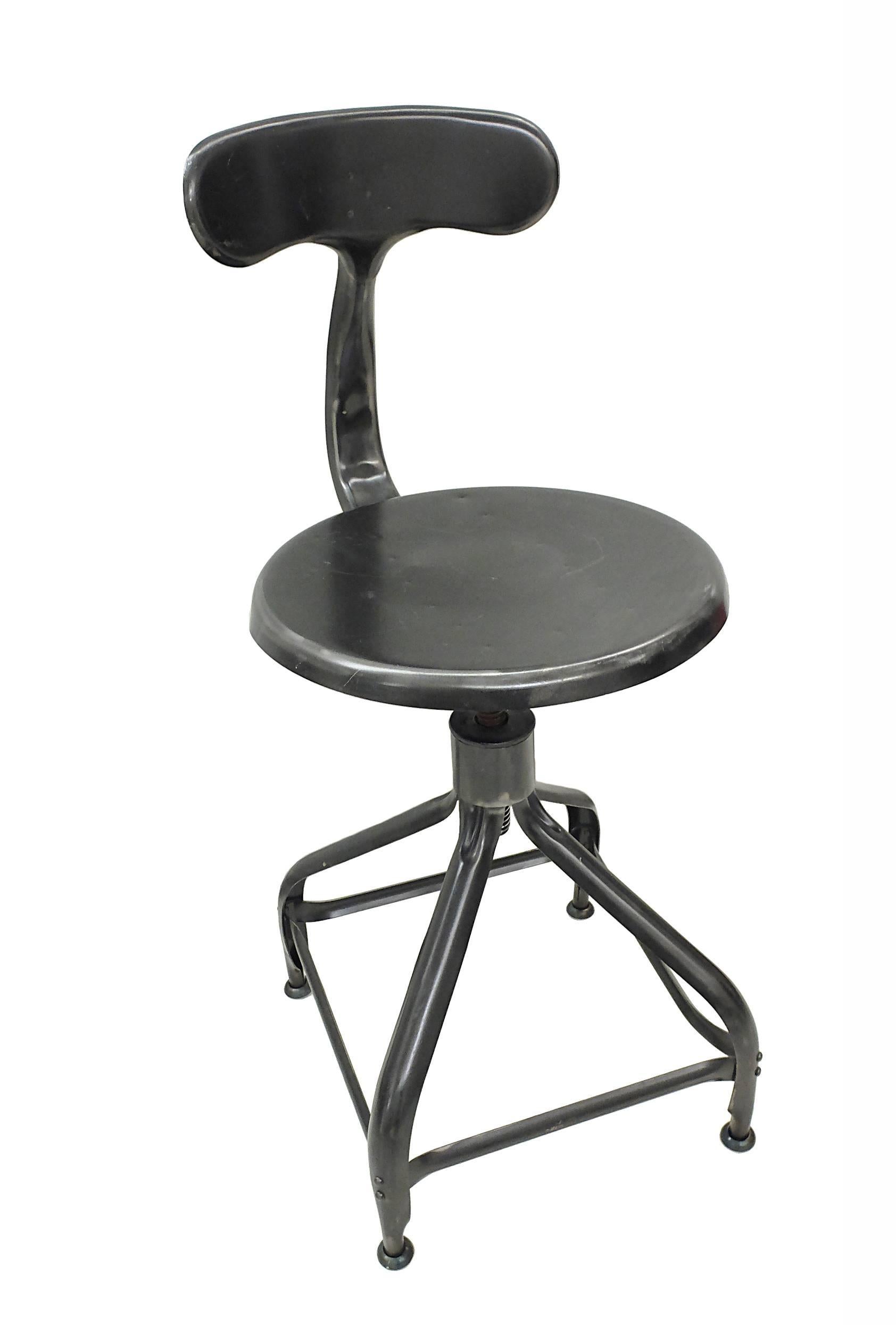Mid-20th Century Industrial Working Adjustable Chair ' Nicole', Six Available, France, 1945