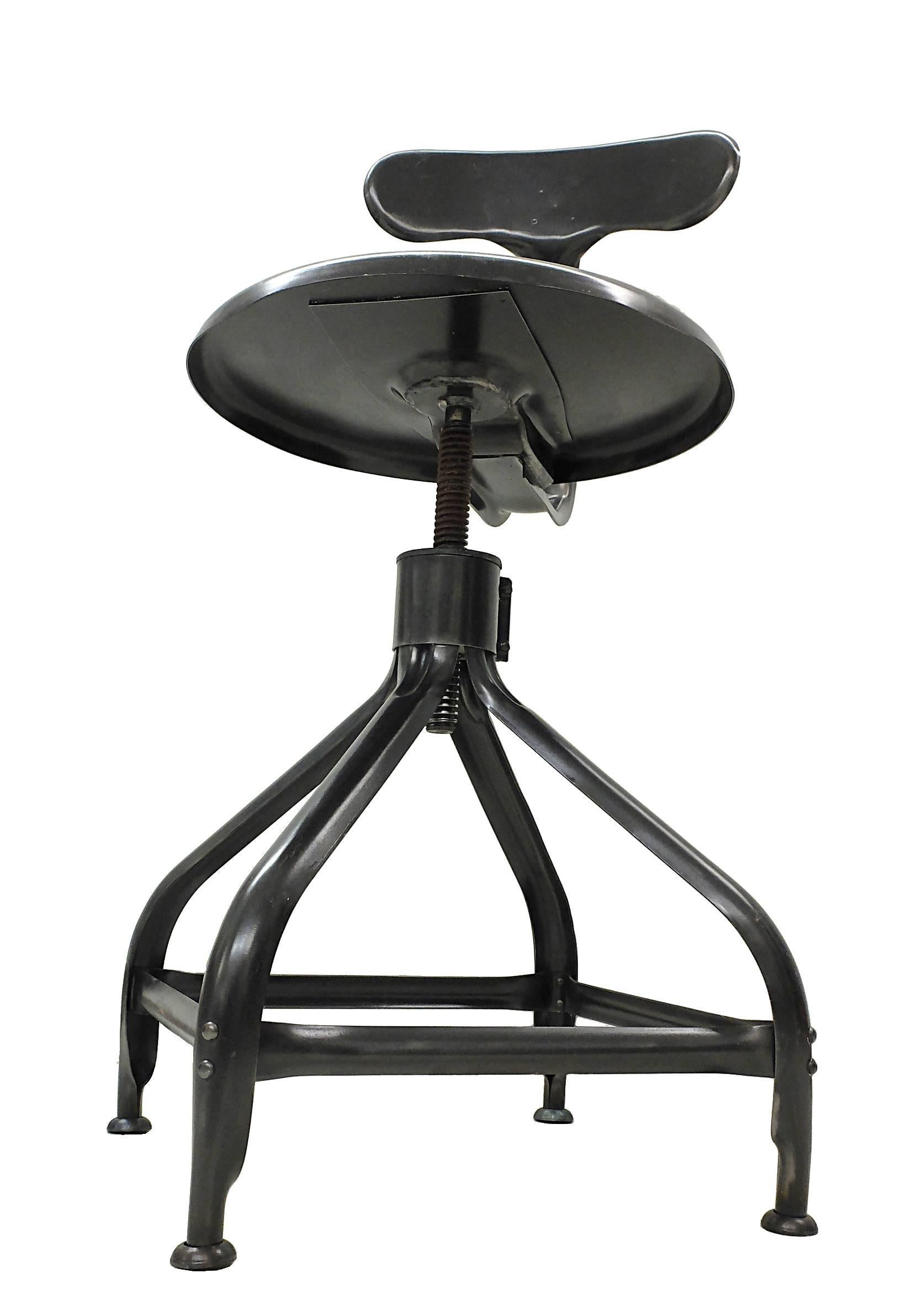 Iron Industrial Working Adjustable Chair ' Nicole', Six Available, France, 1945