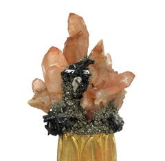 Wunderkammer Naturalia Mineral Specimen, Pair of Red Quartz and Pyrite Crystal