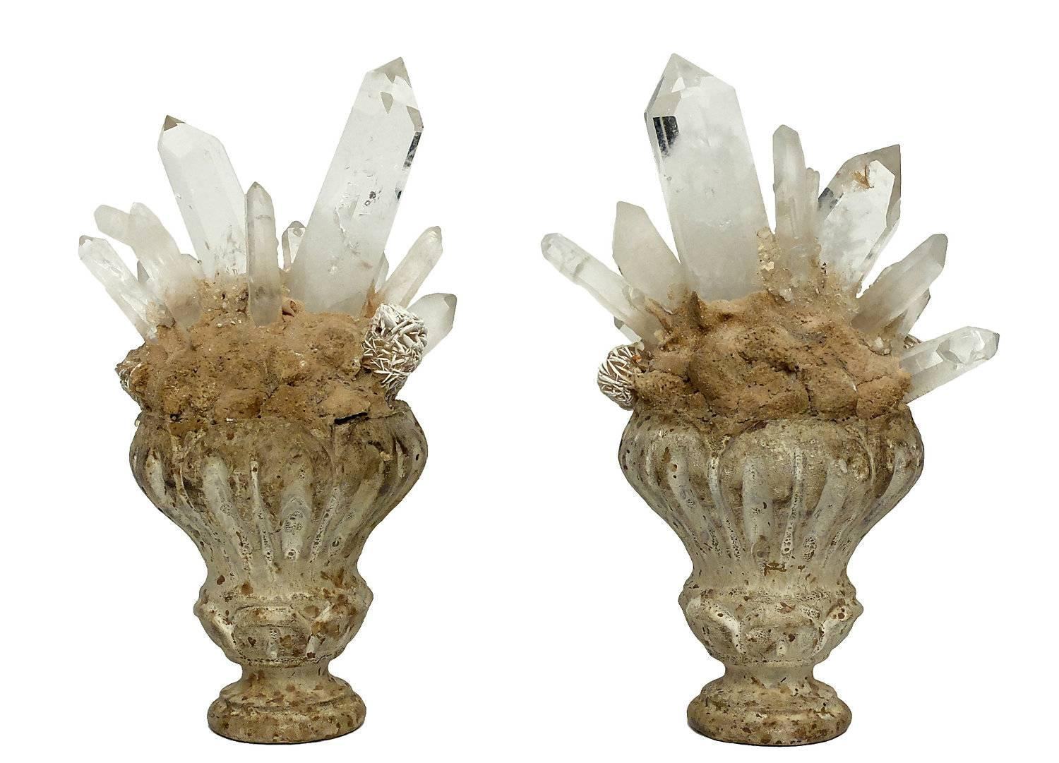 Late 19th Century Wunderkammer Naturalia Mineral Specimen, Desert Rose and Rock Crystal