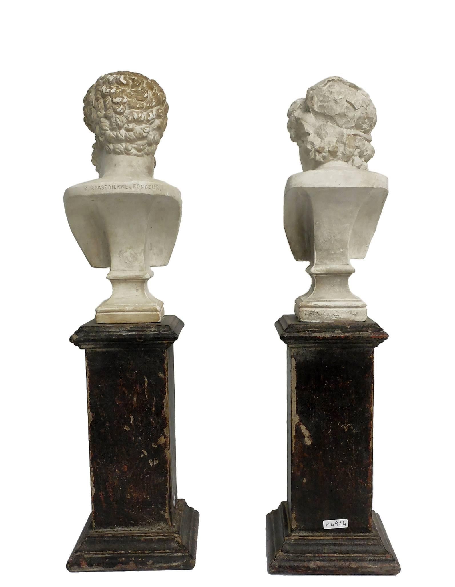 Italian Pair of Academic Cast of Plaster Busts Depicting Lucius Verus and Alexander
