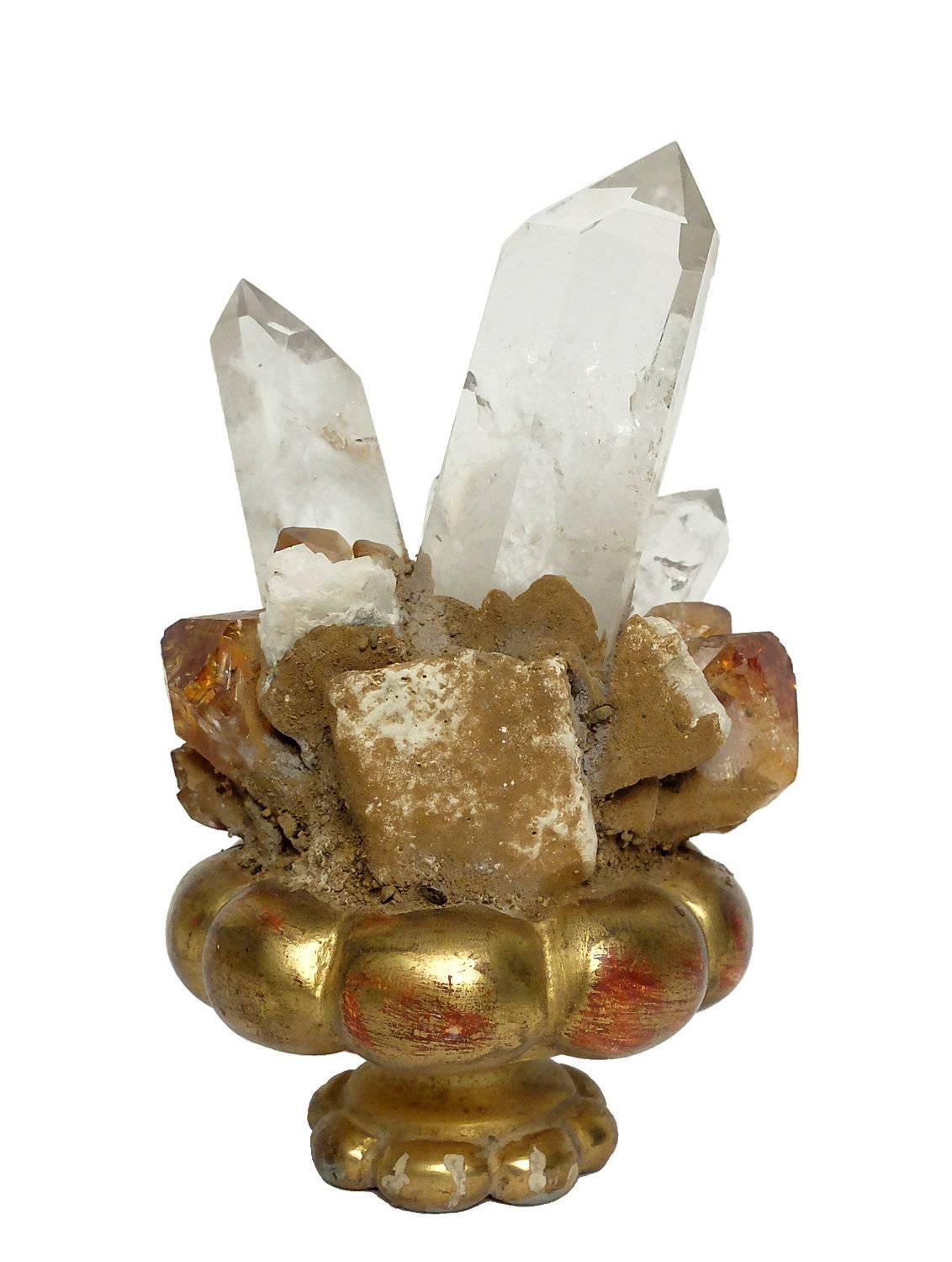 Wunderkammer Naturalia Mineral Specimen of Rock Crystal and Citrine Druzes In Good Condition In Milan, IT