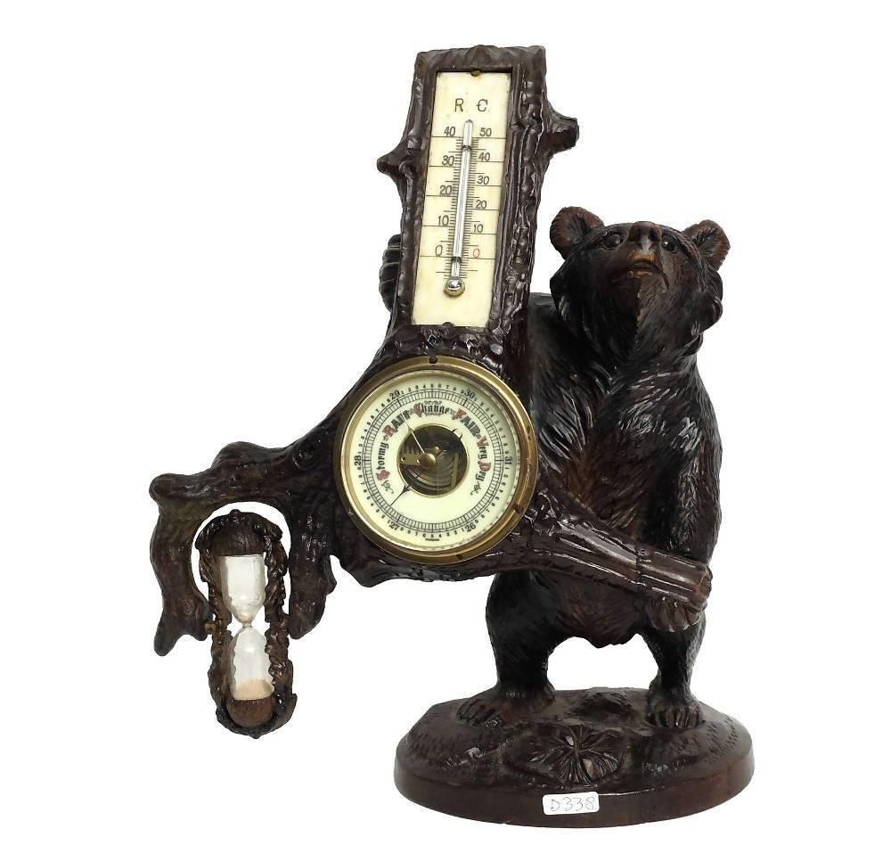 Beautiful Black Forrest Bear, Thermometer, Barometer and Hourglass