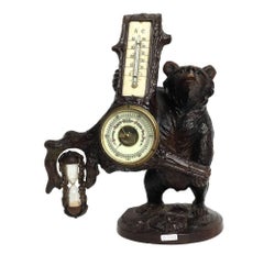 Beautiful Black Forrest Bear, Thermometer, Barometer and Hourglass