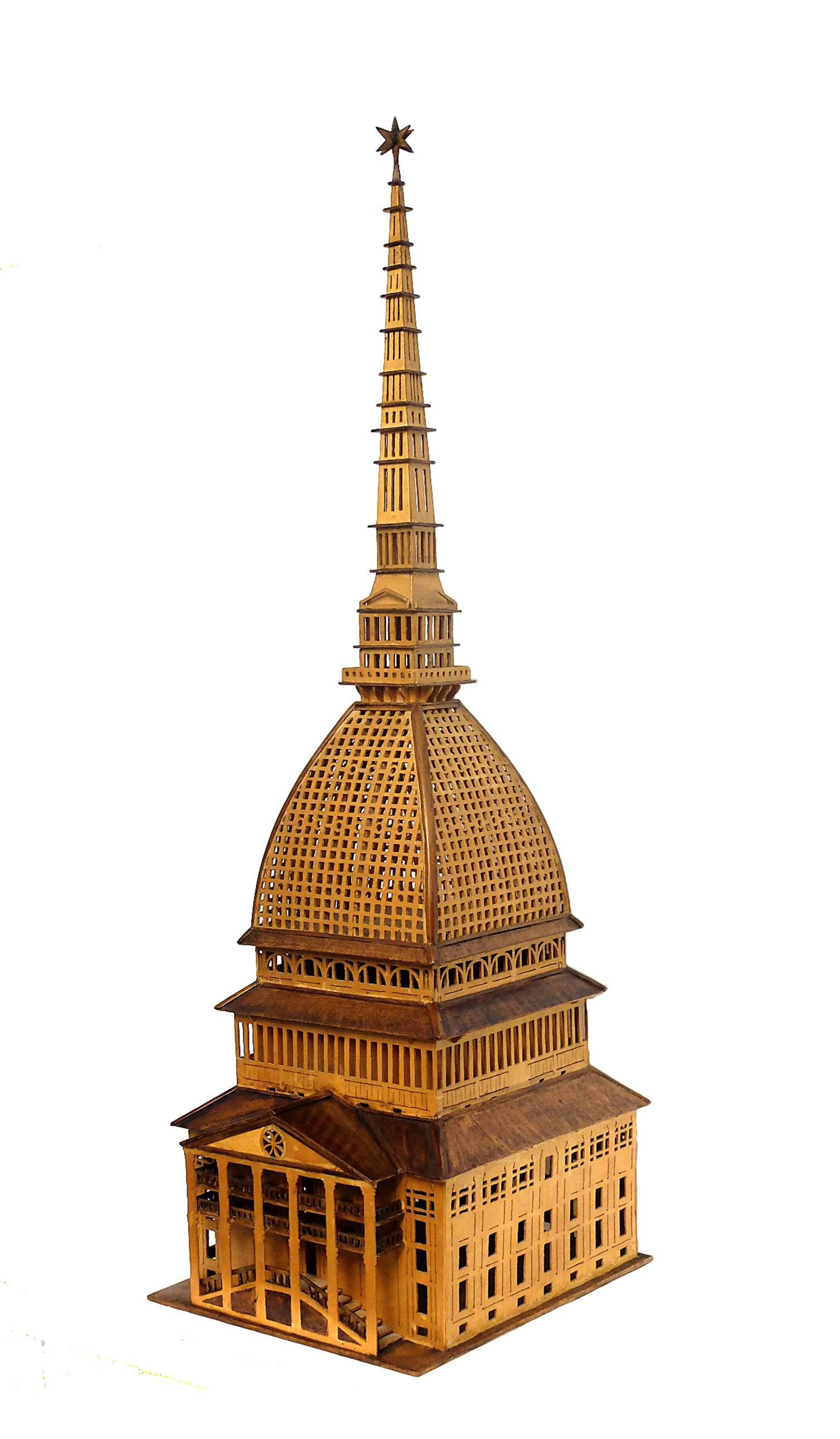 Wooden maquette of an architectural model of a Turin Mole Antonelliana. Italy, circa 1900. 