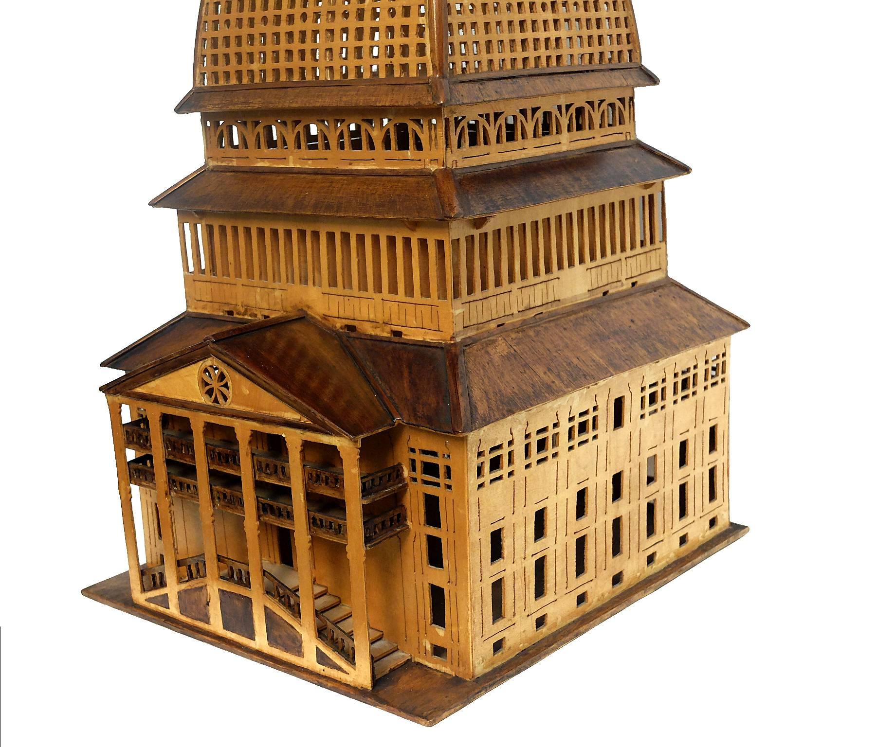 Wooden Architectural Maquette of the Mole Antonelliana in Turin, Italy, 1900 In Fair Condition In Milan, IT