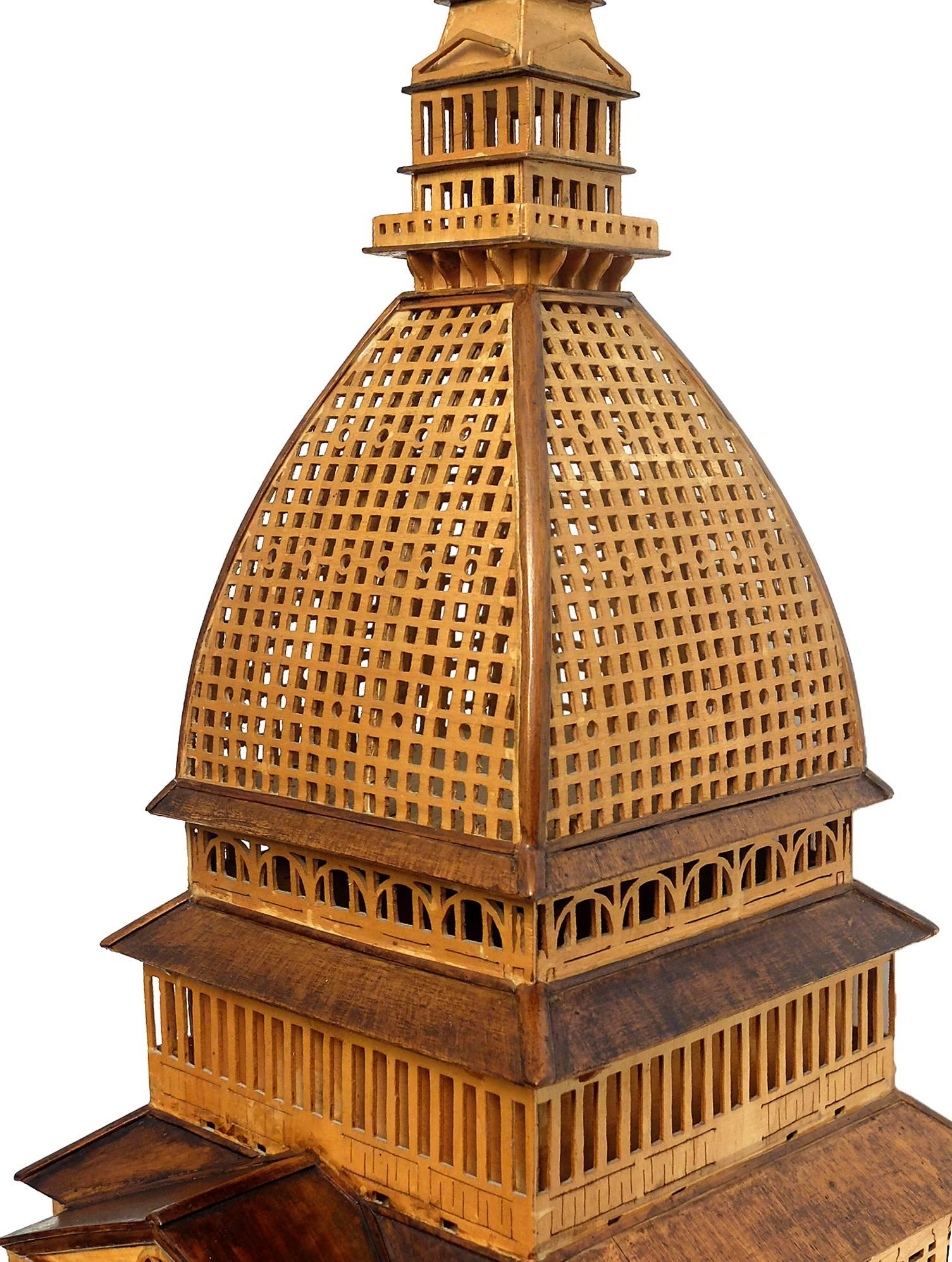 Italian Wooden Architectural Maquette of the Mole Antonelliana in Turin, Italy, 1900