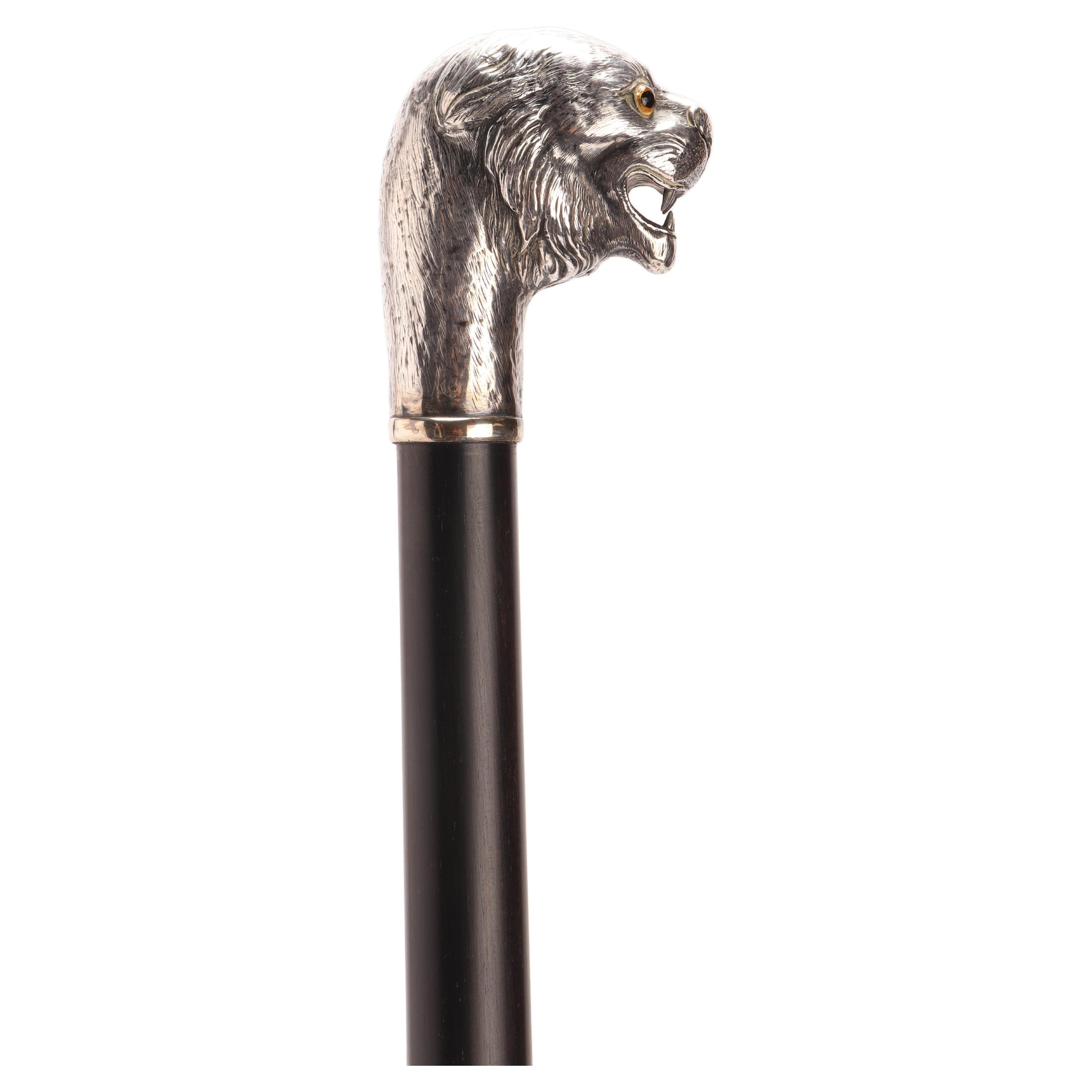 Silver Walking Stick with a Lion, London, 1900