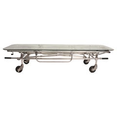 Mesa de comedor ajustable muy original, de metal cromado y cristal, Francia, 1930