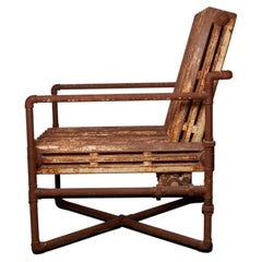 Unique 1920s Italian Armchair in Rust and Cast Iron, Industrial Design