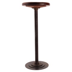 Antique Bar Counter Stool, Tubular Iron and Solid Oak, USA, 1910 Circa