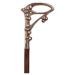 Antique Silver Handle Walking Stick Signed Gaillard, France, 1900