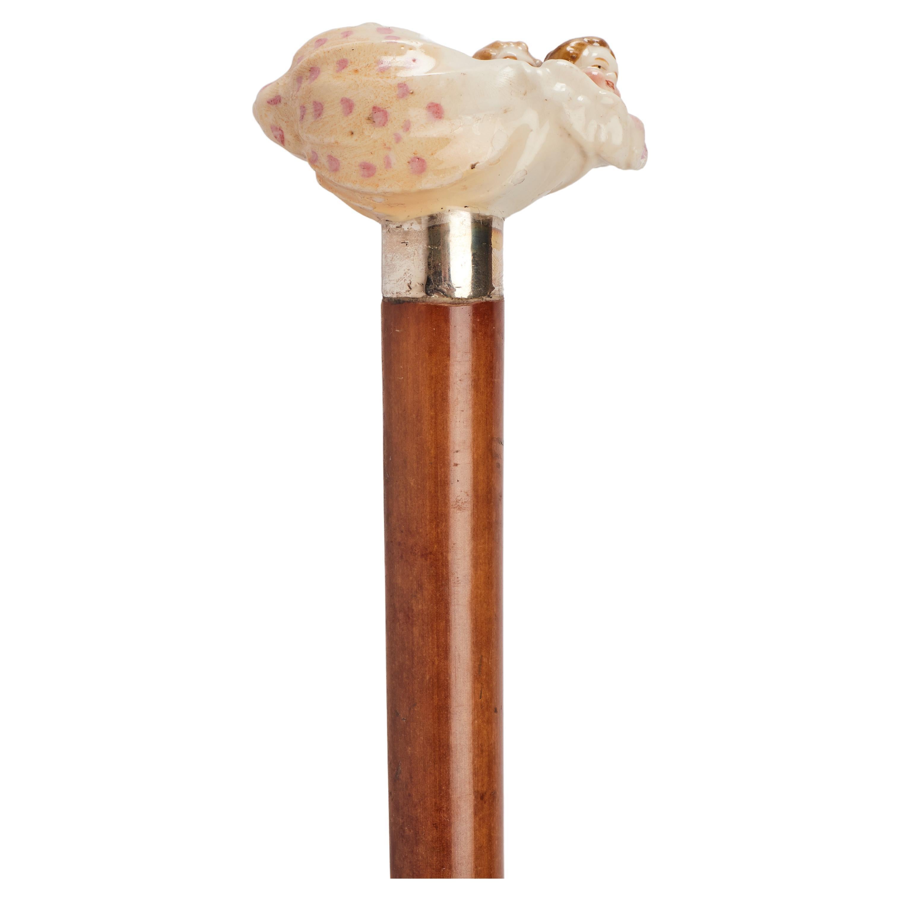 Jewel Porcelain Walking Stick, Italy 1880 For Sale
