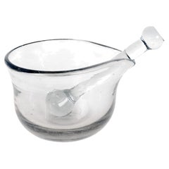 An apothecary glass mortar and pestle, Italy 18th century.