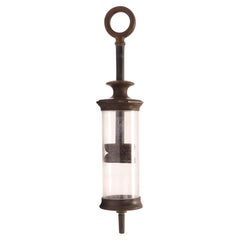 Antique Glass and Vulcanite Syringe, London, Circa 1880, Medical Tool