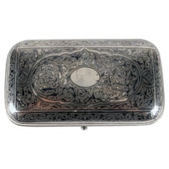 Silver and niello tobacco box, Moscow, Russia 1879.