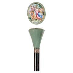 Jewel pietradura walking stick depicting the rape of Europa, France 1870.