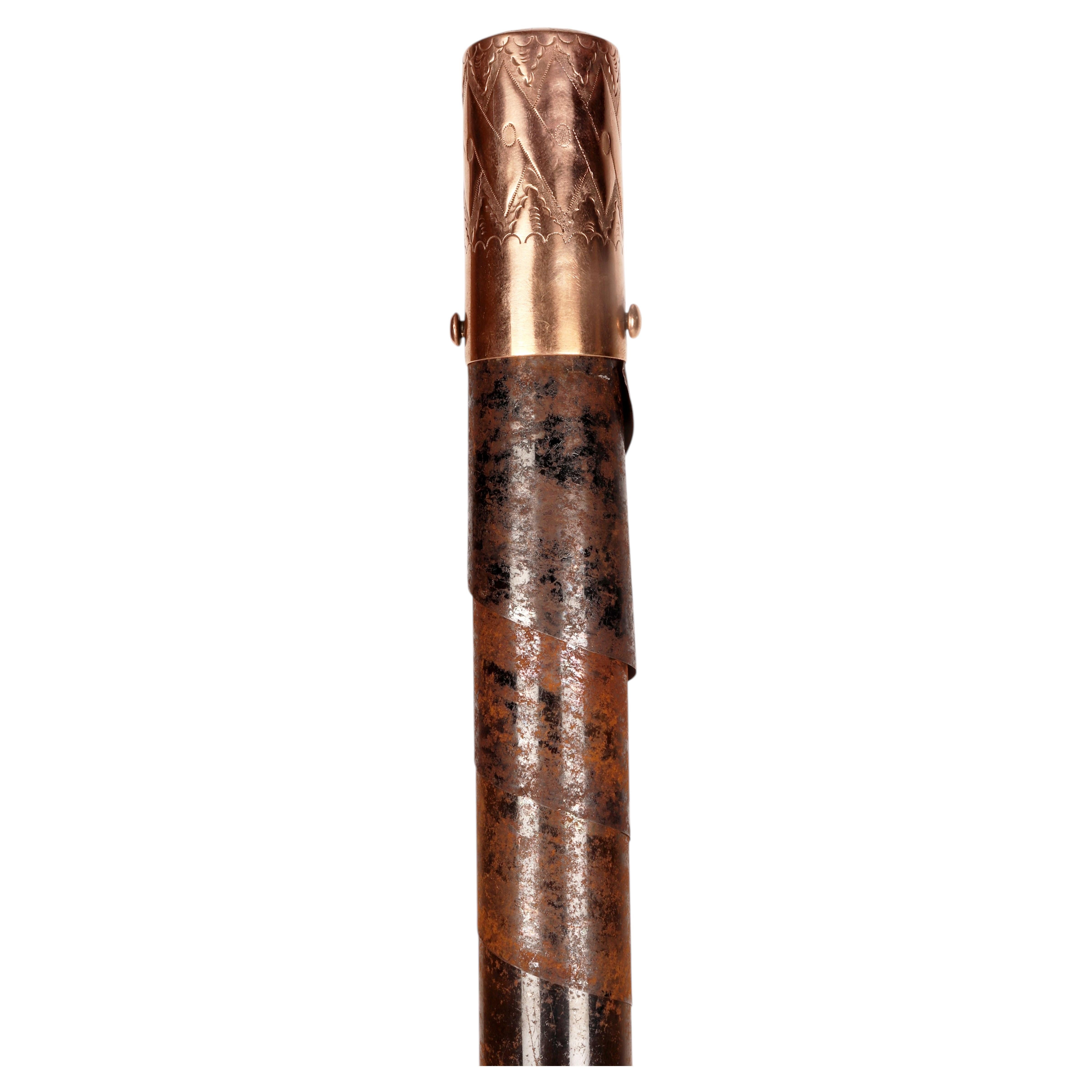 Antique Pocket Cane System Walking Stick, Knurled Steel, France, 1878 For Sale