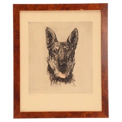 Portrait depicting the head of a German Shepherd dog, briar frame, Germany 1930s