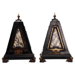 Pair of pyramids of Grand Tour made out of marbles and wood, Italy 1830.