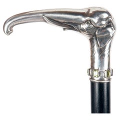 Walking cane, depicting an elephant head, Signed Maurice Daurat, France 1910.