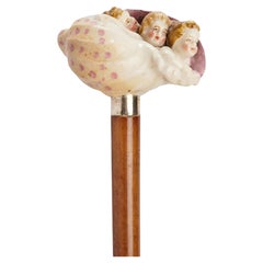 Jewel Capodimonte porcelain walking stick, Italy 1880.