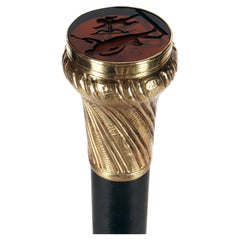 Walking stick, silver knob with intaglio glass, by Anton Pribil, Austria 1900.