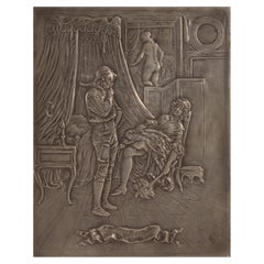 Erotic Cast Pewter Plaque by Etienne Alexandre Stella, France, 1880
