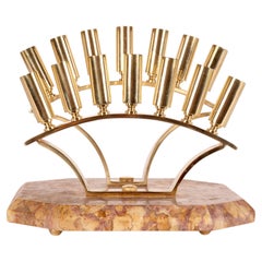Display stand in breccia marble and brass for walking sticks, Italy 1940.