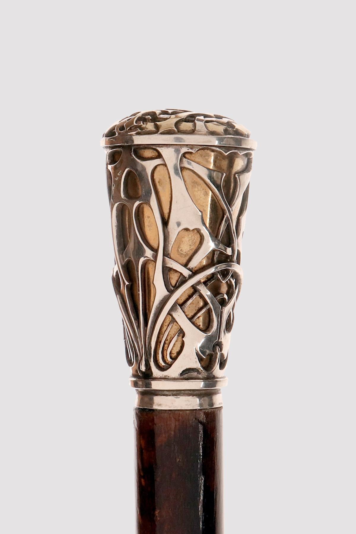 Canne à bijoux avec monogramme Charlotte, par Philippe Wolfers, Belgique 1900. Bon état - En vente à Milan, IT