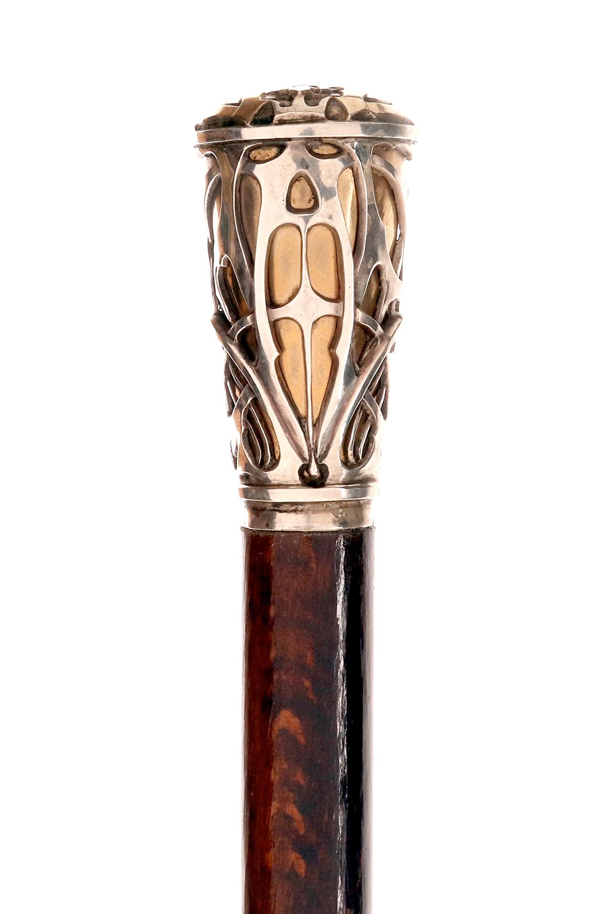 Or Canne à bijoux avec monogramme Charlotte, par Philippe Wolfers, Belgique 1900. en vente