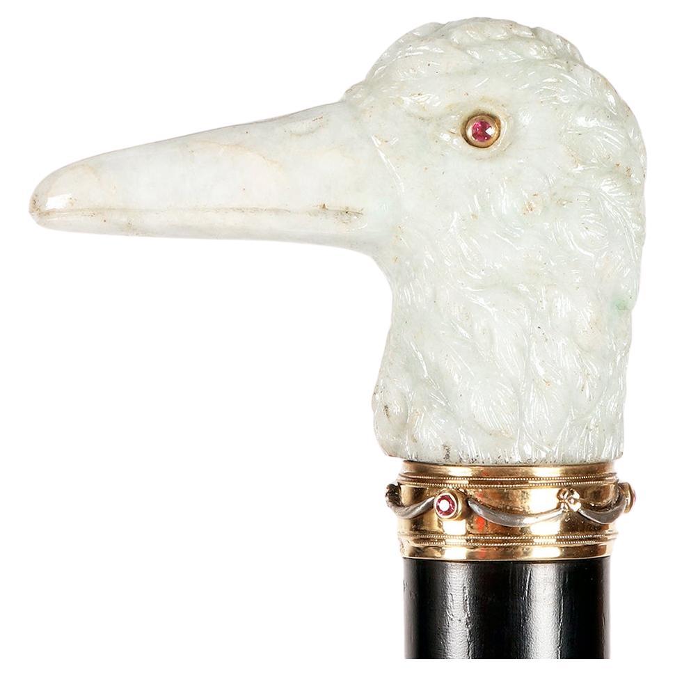 Canne en Jewel représentant une tête de canard, signée Georges Fouquet, France 1900