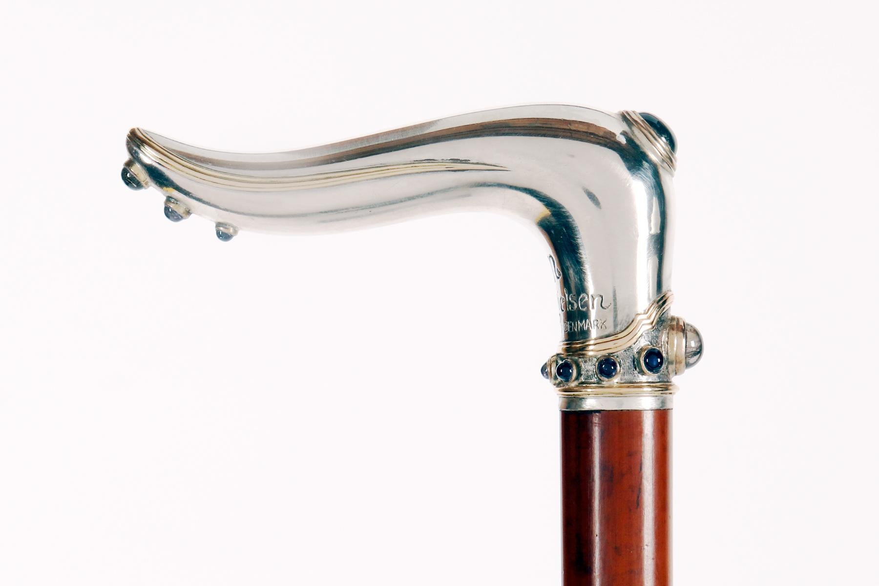 Métal Canne en forme de bijou, signée Evald Nielsen, Copenhague, Danemark 1920. en vente