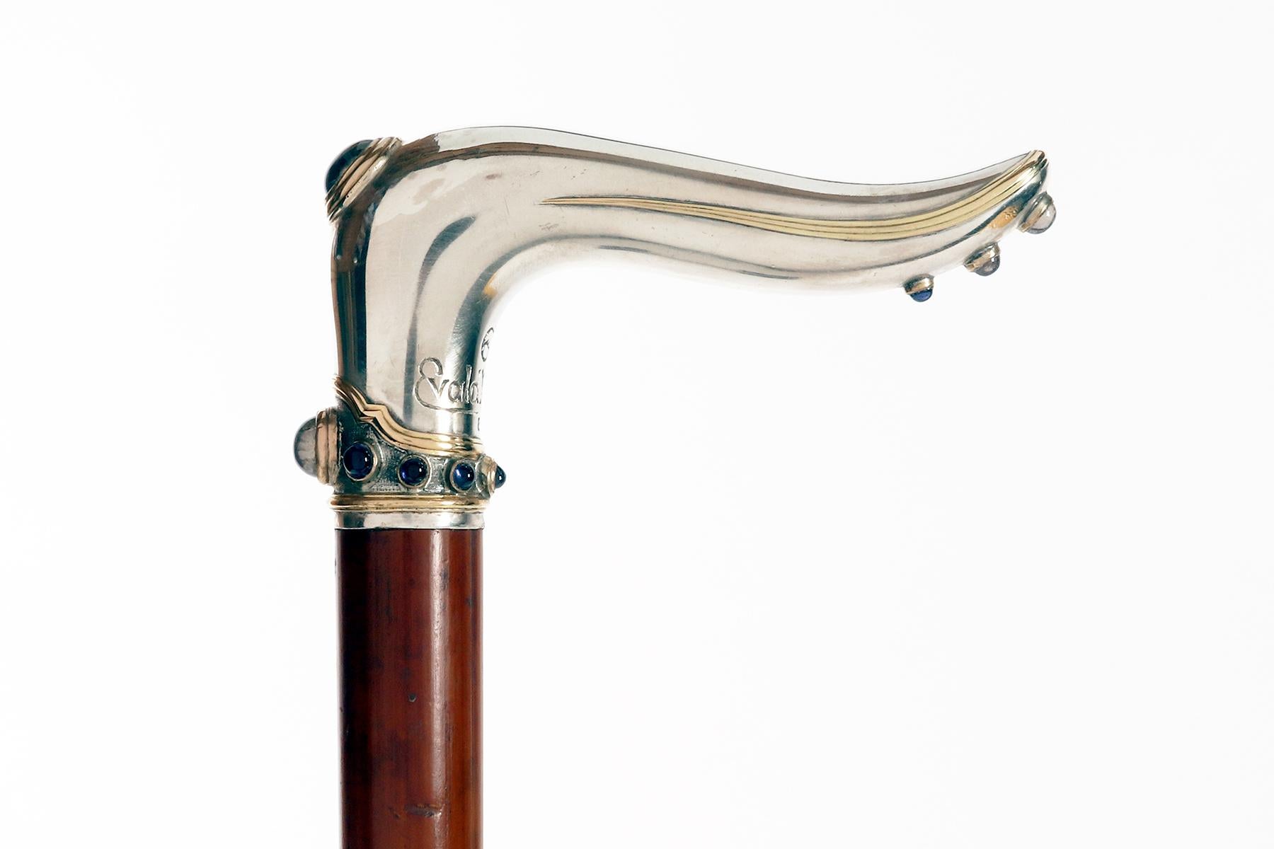 Canne en forme de bijou, signée Evald Nielsen, Copenhague, Danemark 1920. Bon état - En vente à Milan, IT